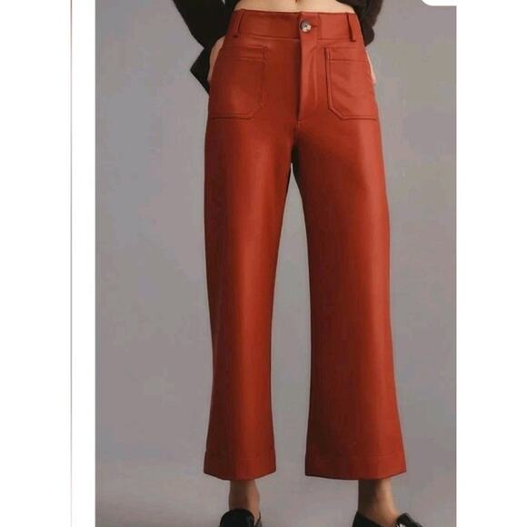 Maeve Colette Red Leather Pants DAMAGED - Picture 1 of 6
